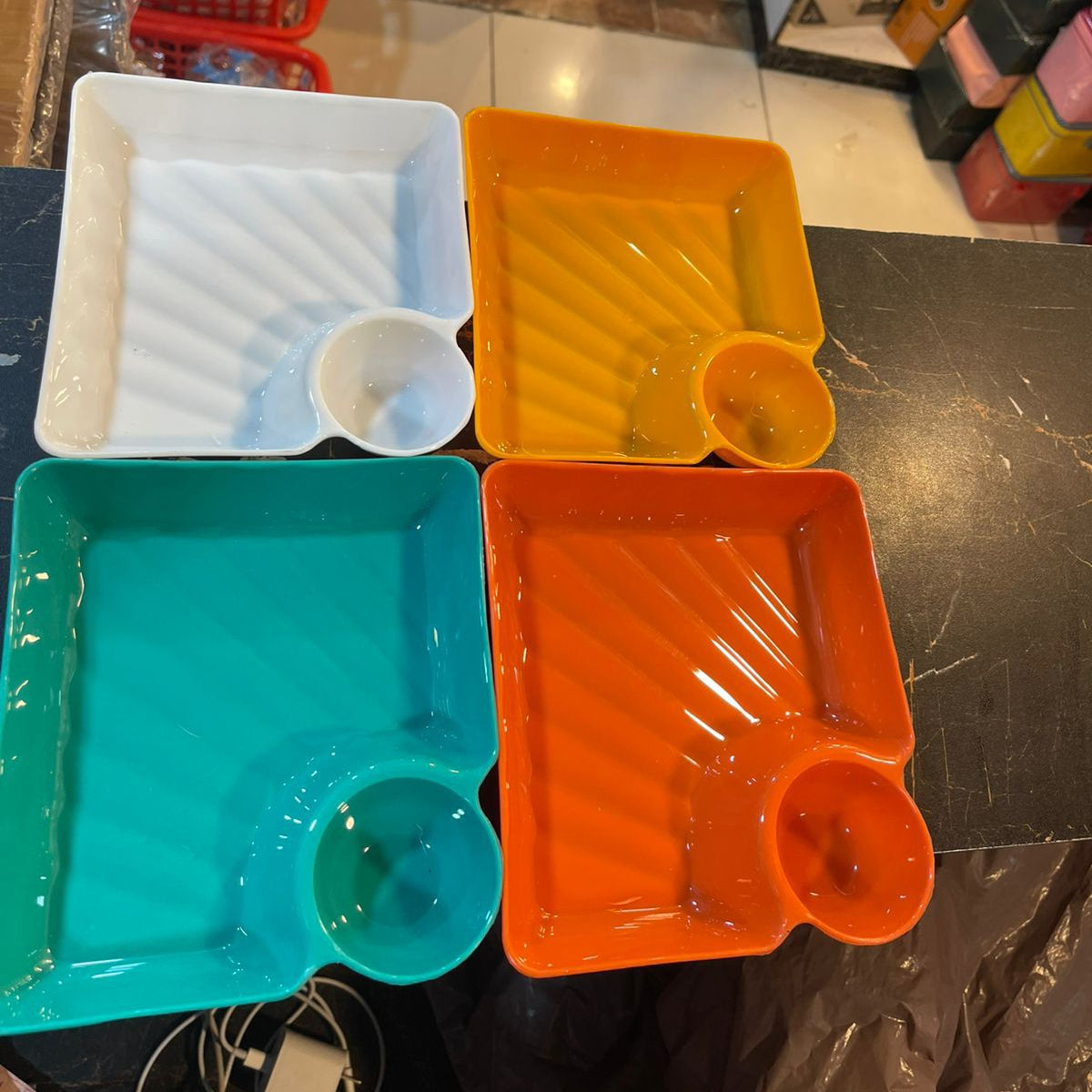 4-Piece Colorful Serving Platter Set