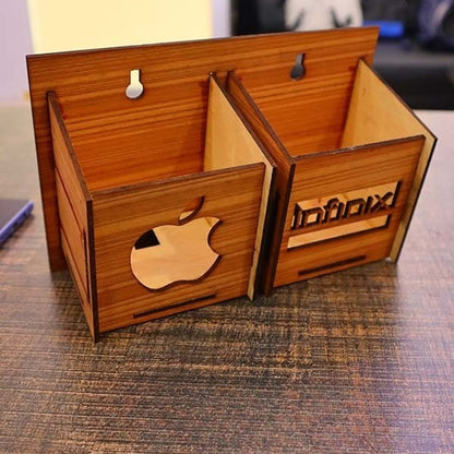 Wall Mounted Wooden Phone & Charger Holder
