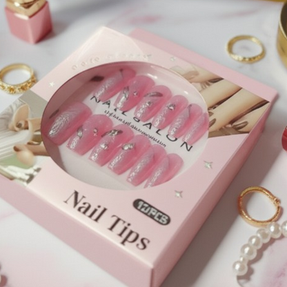 Luxury Pink Nail Tips Set – 12 PCS