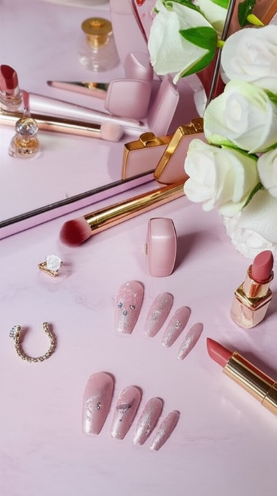 Luxury Pink Nail Tips Set – 12 PCS