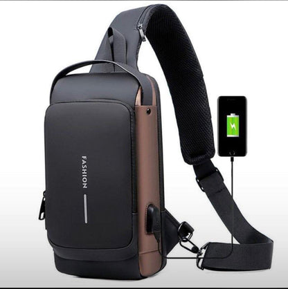Fashion Men Bag Pack With Lock, Waterproof & USB Charging Port