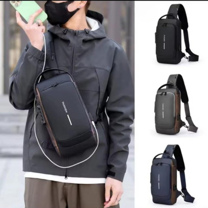 Fashion Men Bag Pack With Lock, Waterproof & USB Charging Port