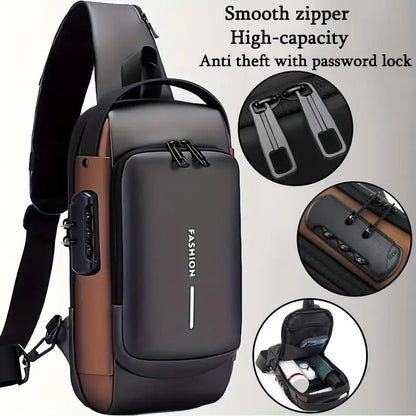 Fashion Men Bag Pack With Lock, Waterproof & USB Charging Port